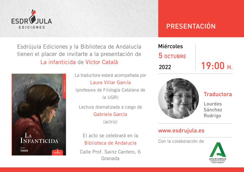 Cartel promocional de la presentación del libro "La infanticida de Victor Catalá"